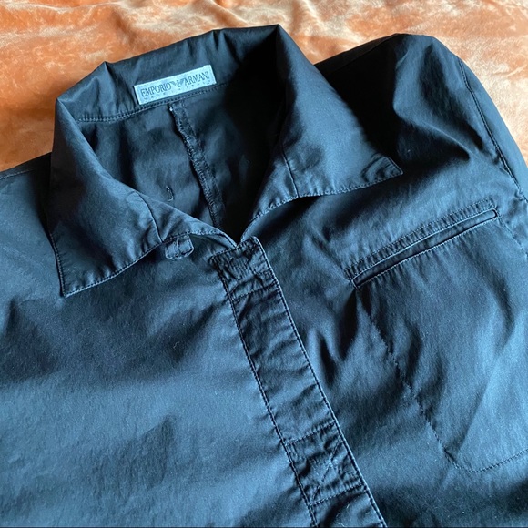Women’s Emporio Armani black snap closure shirt 44 - Picture 2 of 14